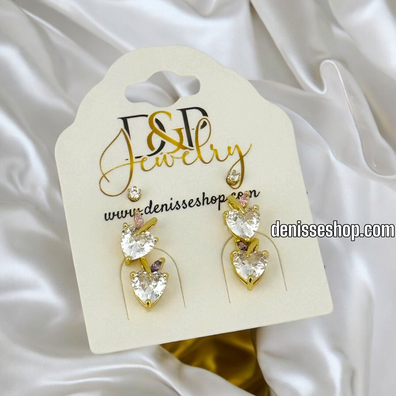 14K /WOMAN/GIRL ZIRCONIA HEART EARRING SET E731