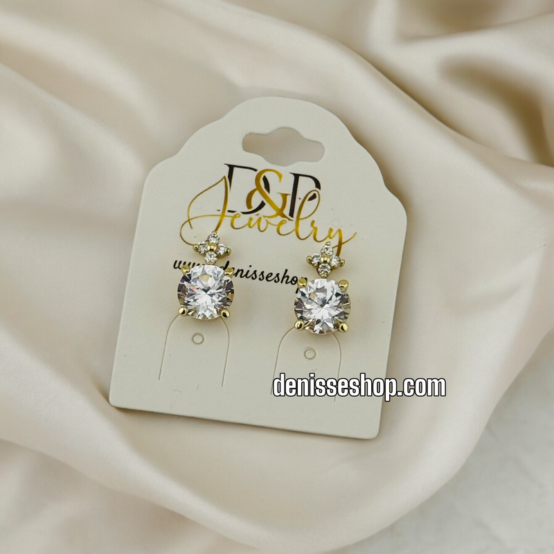 14K WHITE STONE EARRINGS E518