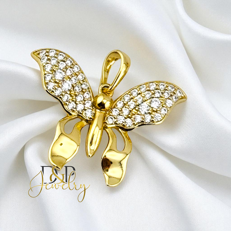 14K GOLD BUTTERFLY PENDANT P889