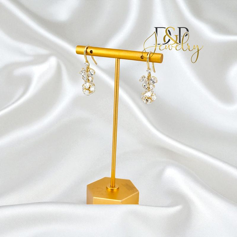 14K WHITE BALL LONG EARRING E982