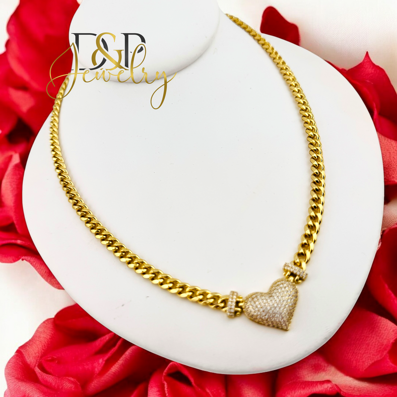 14K BEAUTIFUL HEART NECKLACE SET N261