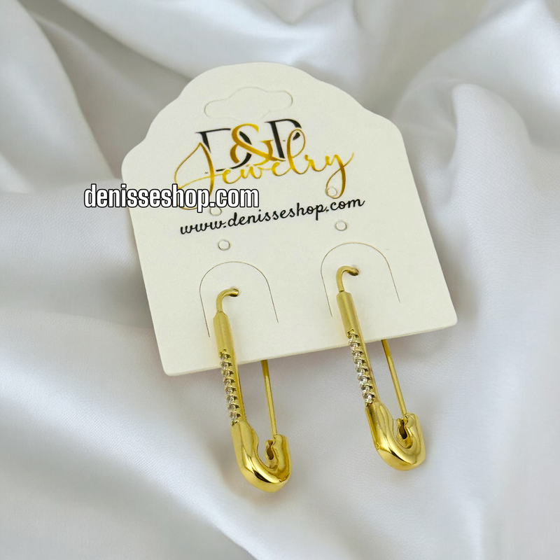 14K FASHION GOLD SAFETY PIN EARRING E652