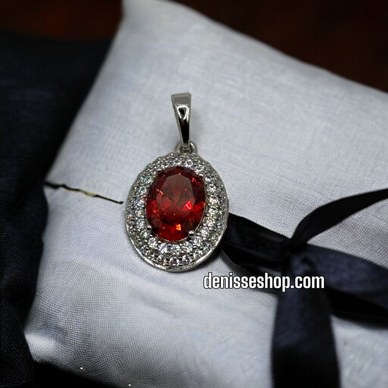 SILVER RED STONE PENDANT P225 (Chain not included)