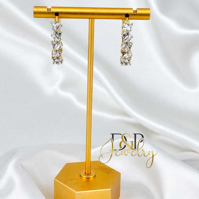 14K GOLD /COLOR STONES 3 VARIANT HOOP EARRING HP828