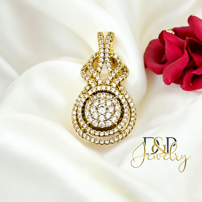 14K FANCY WHITE STONE PENDANT P864