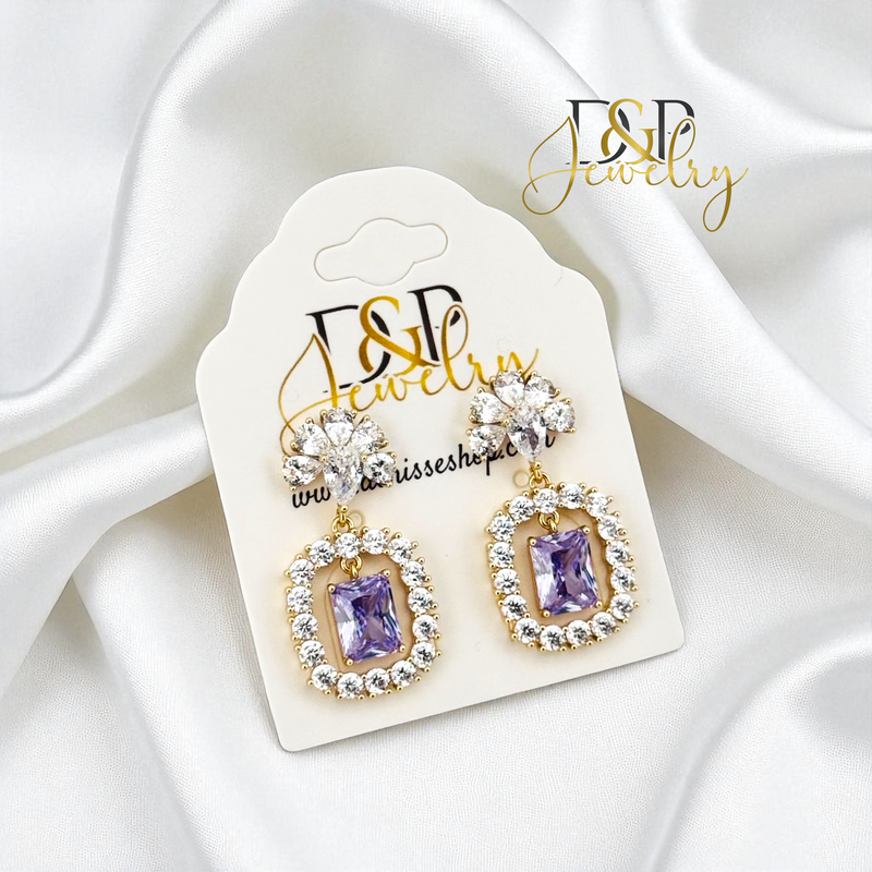 14K PURPLE LONG EARRING E984