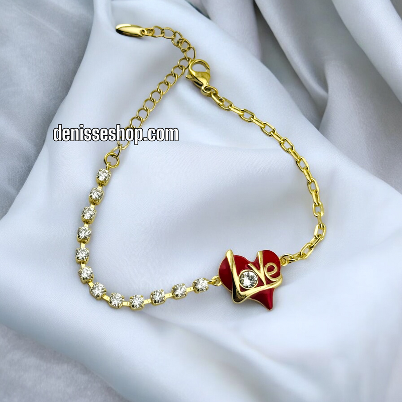 14K GOLD /RED HERT LOVE BRACELET BR468