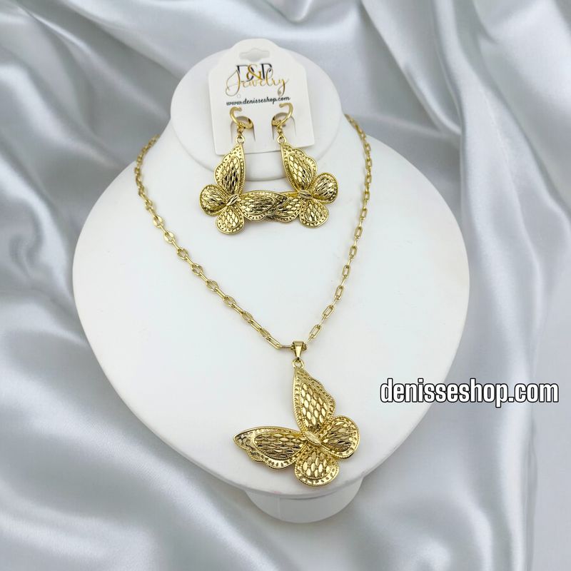 14K FASHION BUTTERFLY NECKLACE SET N219