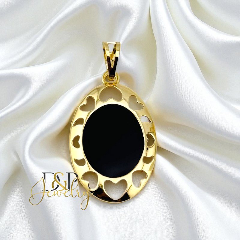 14K GOLD/BLACK PENDANT P893