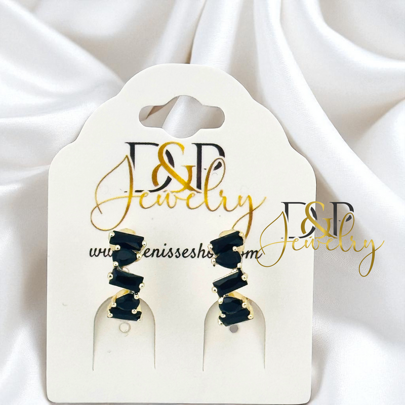 14K MEDIUM STONES HOOP EARRING HP765