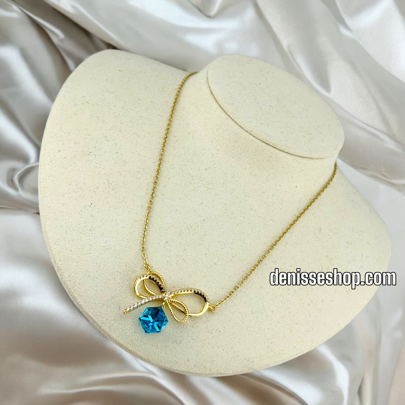 14K / WOMEN BOWE BLUE STONE NECKLACE N94