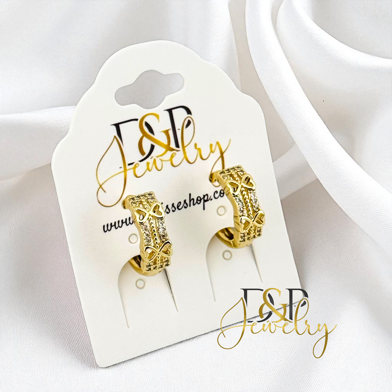 14K SMALL HEARTS HOOP EARRING HP759