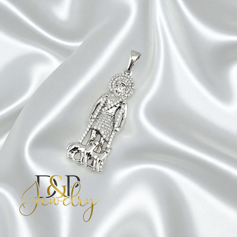 14K SILVER/DIAMOND SAINT LAZARO PENDANT P906