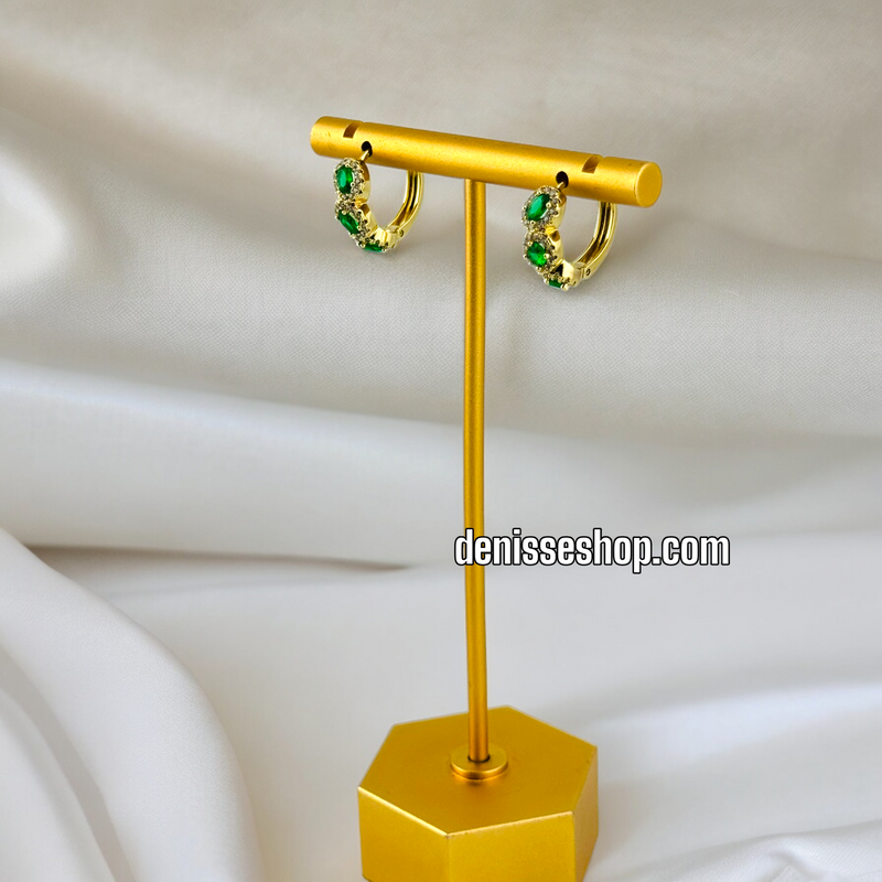 14K GREEN STONE HOOPS HP427