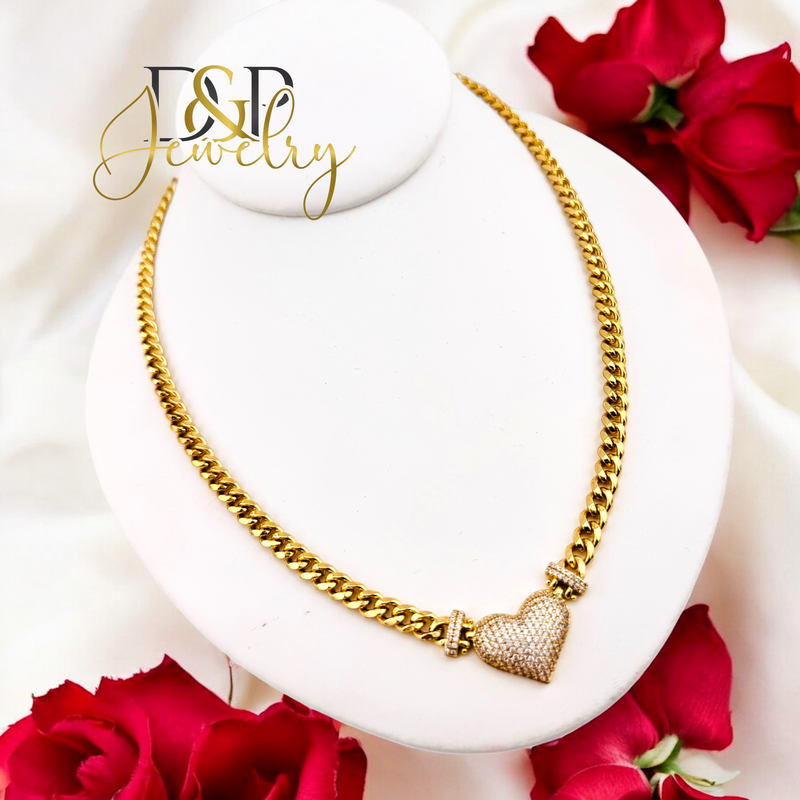 14K BEAUTIFUL HEART NECKLACE SET N261