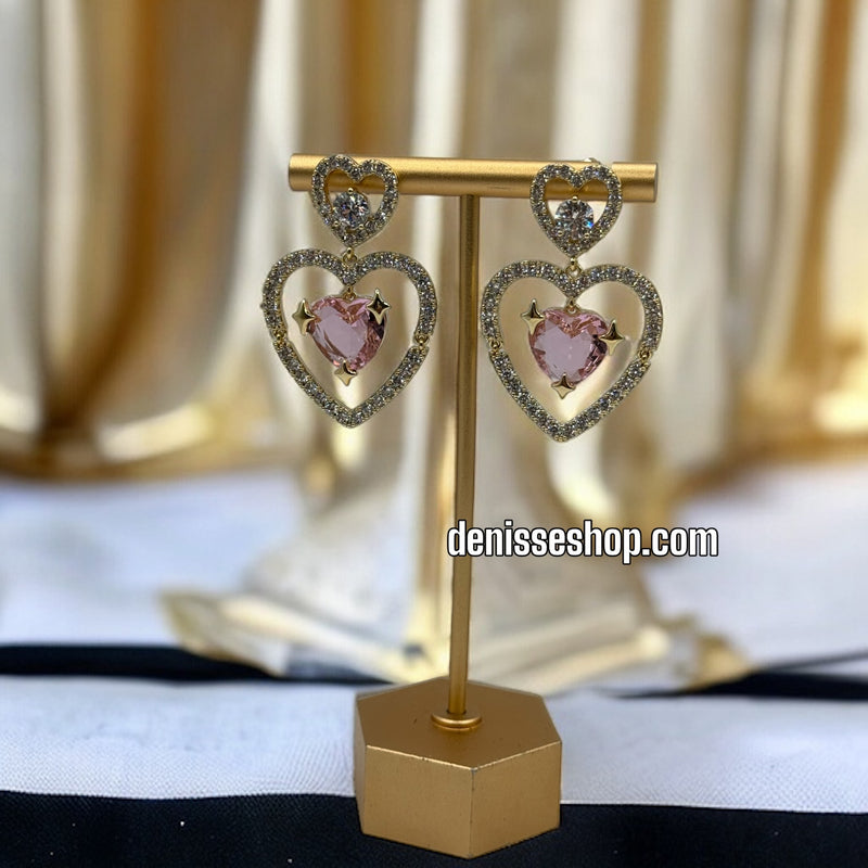 14K PINK HEART EARRINGS E433