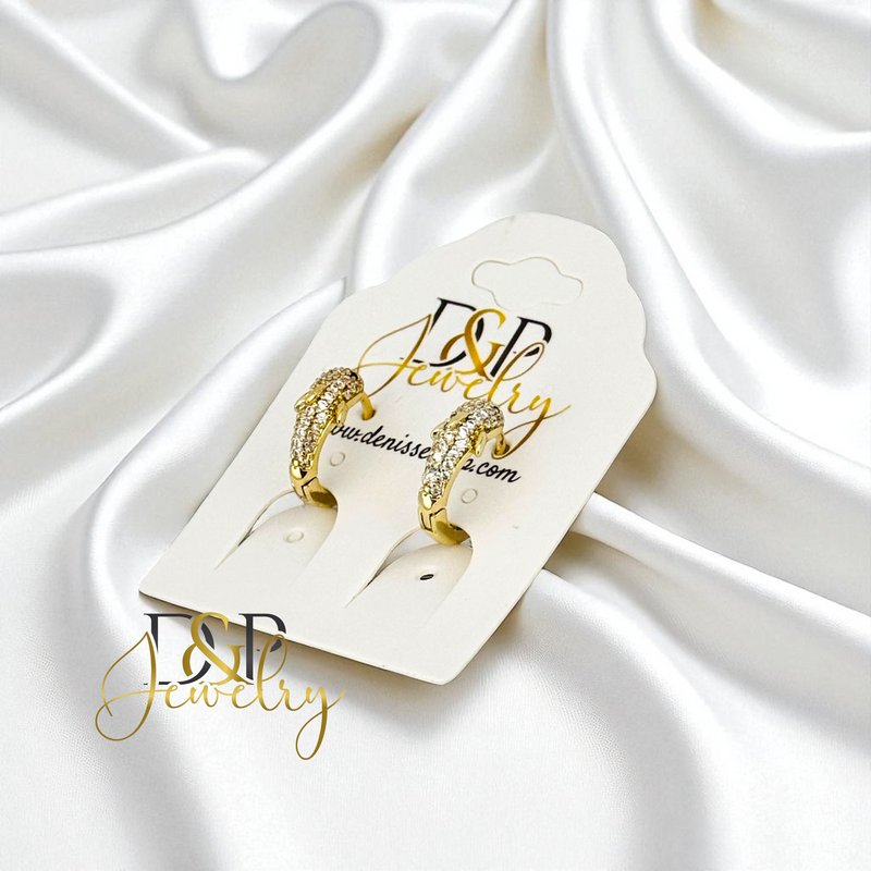 14K GOLD SMALL  DOLPHIN HOOP EARRING HP738
