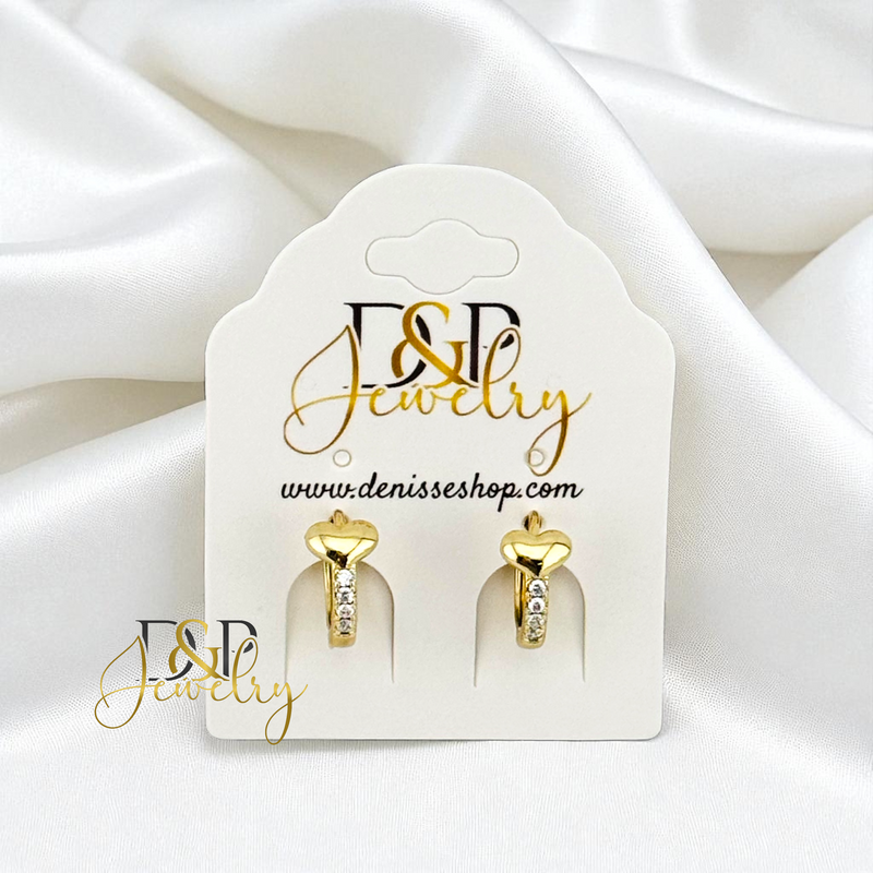 14K SMALL HEART HOOP EARRING HP844