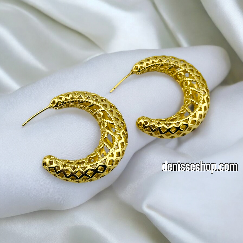 14K GOLD FLUFY HOOP EARRINGS HP586