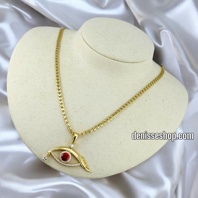 14K WOMEN / EYE WITH RED STONE PENDANT P531