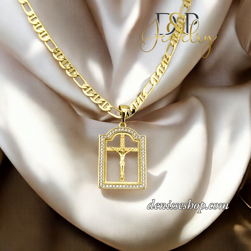 14K FRAME CROSS PENDANT P715