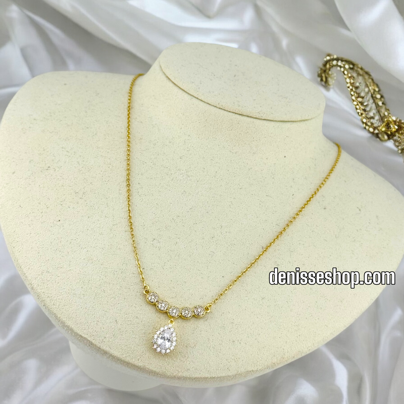 14K / WOMEN WHITE STONE THIN NECKLACE N109