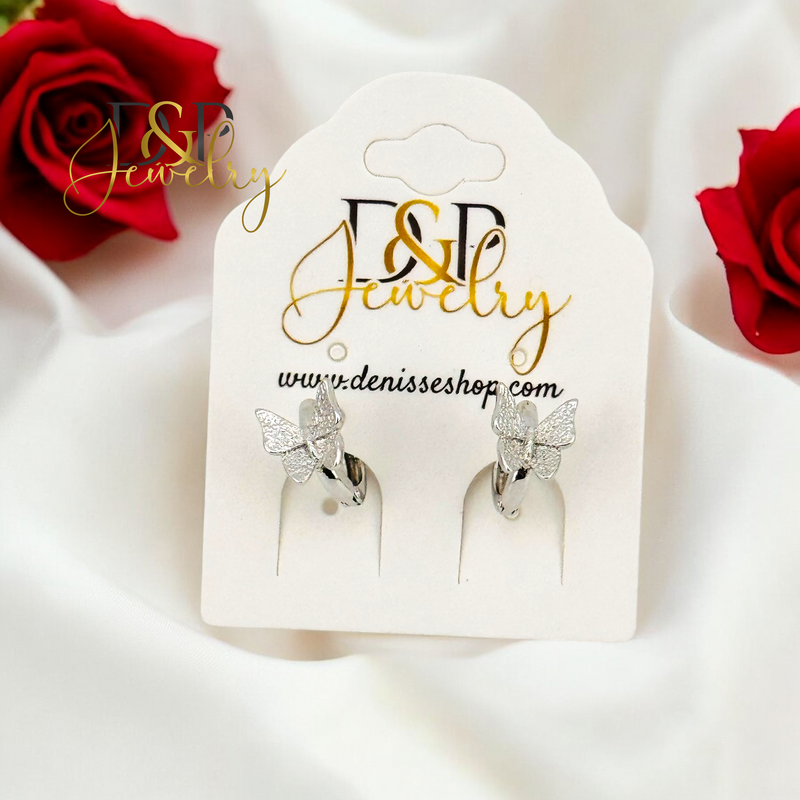 SILVER BUTTERFLY HOOP EARRING HP669