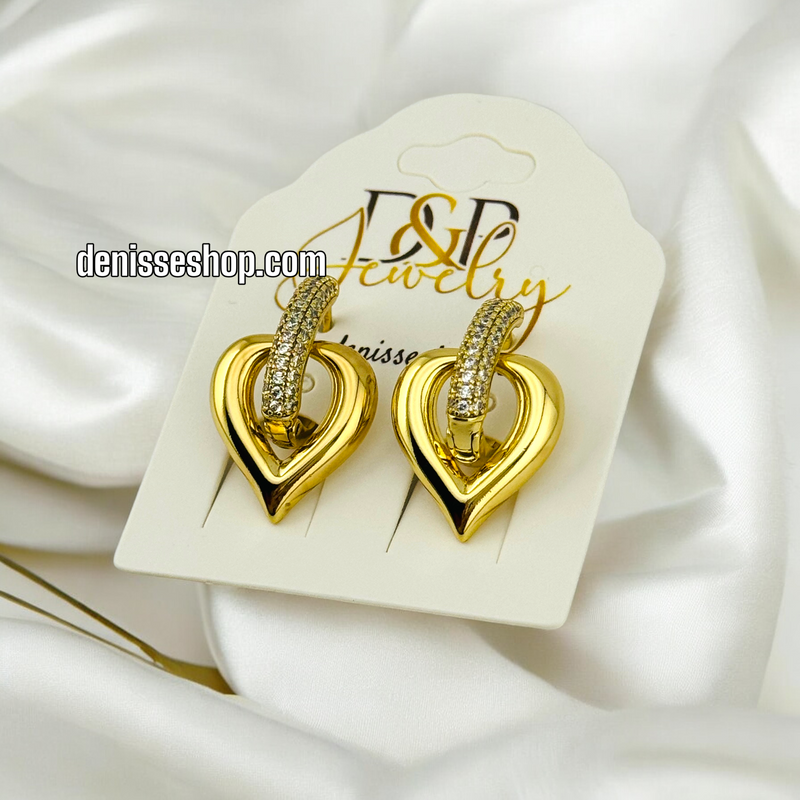 14K GOLD AND WHITE STONE EARRING E660