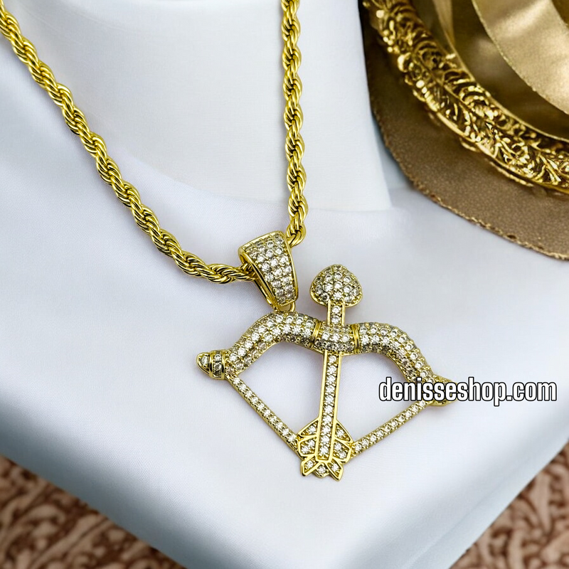 14K FASHION WHITE STONE BOW MEN PENDANT P465