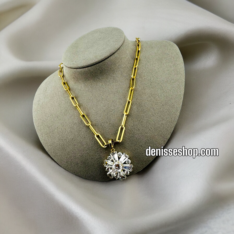 14K WHITE STONE NECKLACE 18&