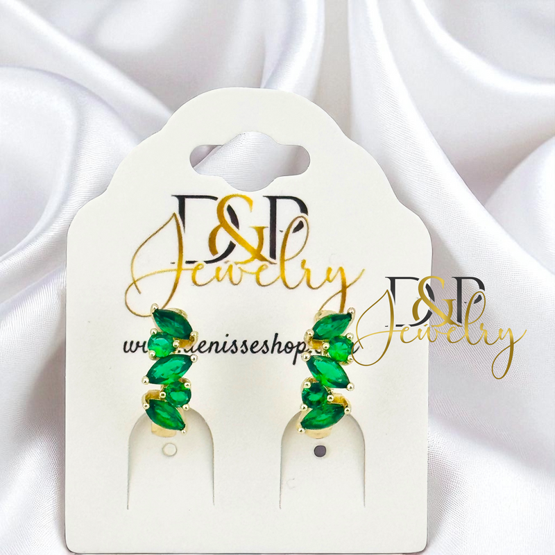 14K MEDIUM STONES HOOP EARRING HP765