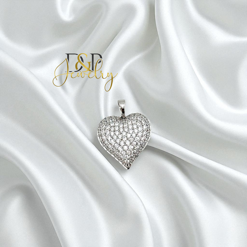 14K SILVER/DIAMOND MEDIUM HEART PENDANT P900