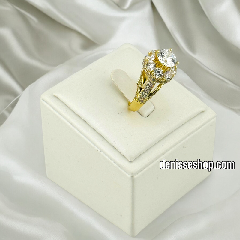 14K GOLD/ WHITE STONE FASHION RING RG263