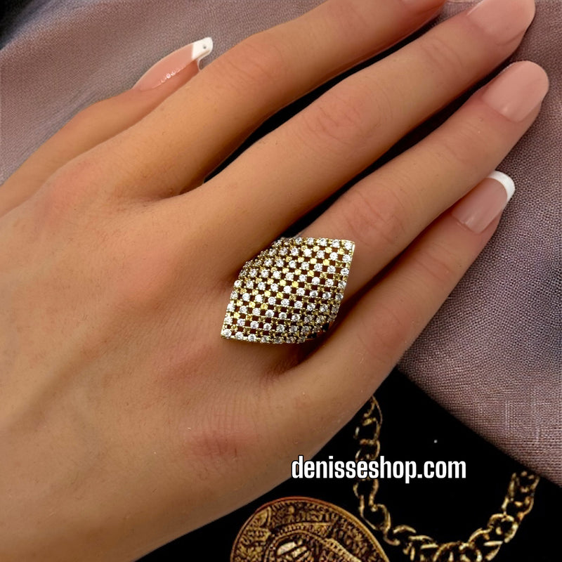 14K WHITE STONE RING RG126