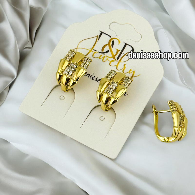 14K GOLD / WHITE STONE HUGGIES EARRING E676