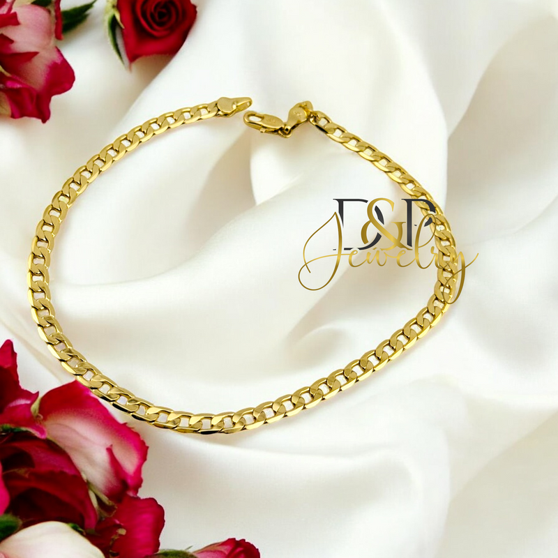 14K 4MM FIGARO ANKLET BRACELET A37