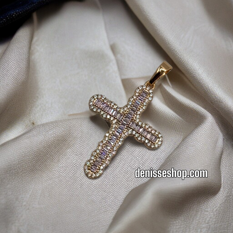 14K WHITE CROSS PENDANT P309