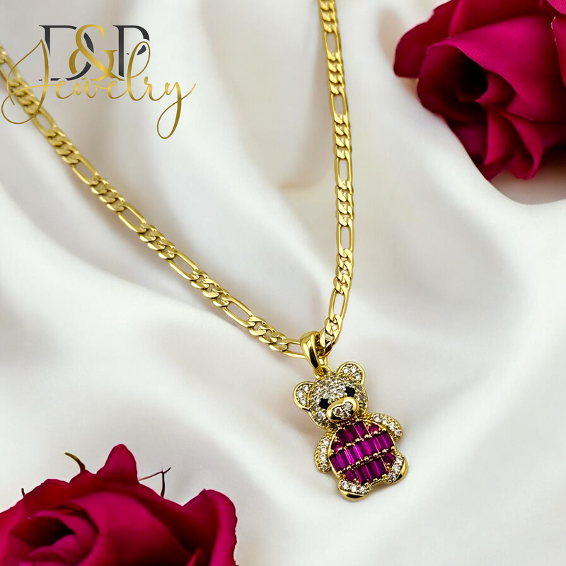 14K BEAR  PINK PENDANT P726