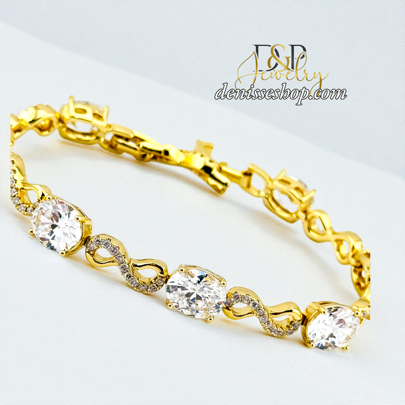 14KGOLD INFINITY/WHITE STONE BRACELET BR862