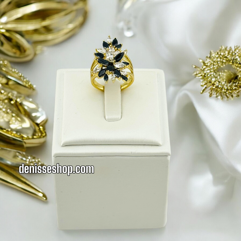 14K WHITE AND BLACK RING RG210