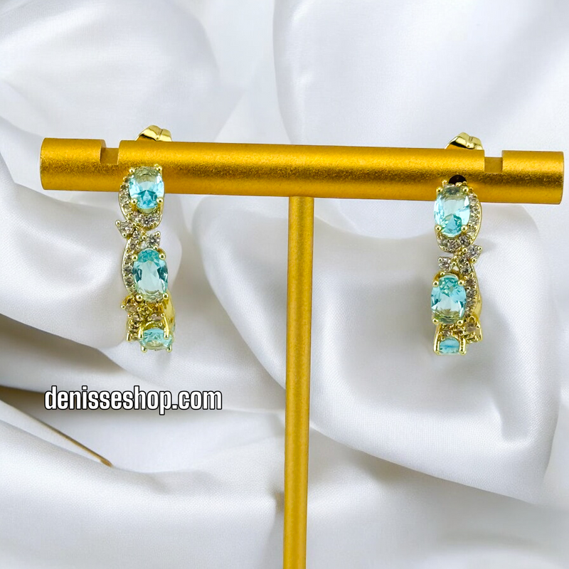 14K SOFT BLUE STONE HOOPS HP475