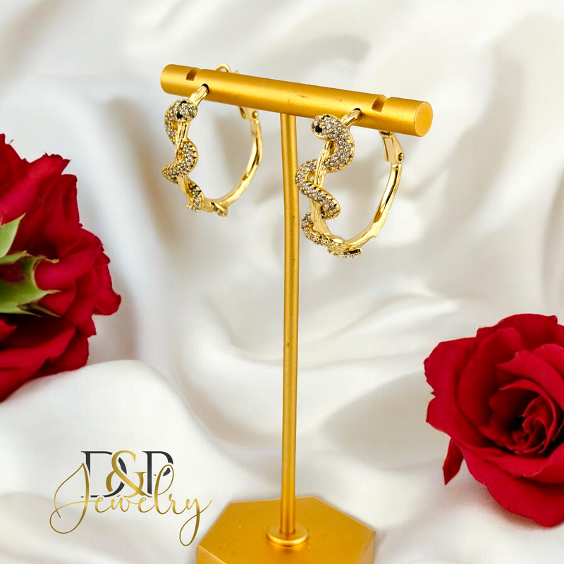 14K LONG SNAKE HOOP EARRING HP652