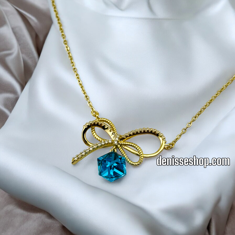 14K / WOMEN BOWE BLUE STONE NECKLACE N94