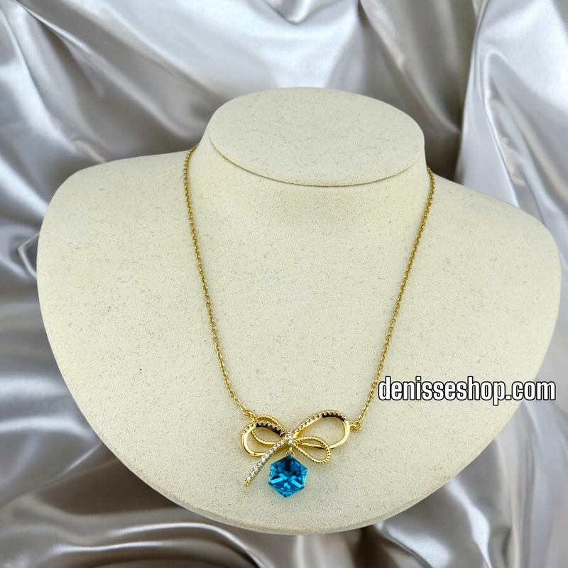 14K / WOMEN BOWE BLUE STONE NECKLACE N94