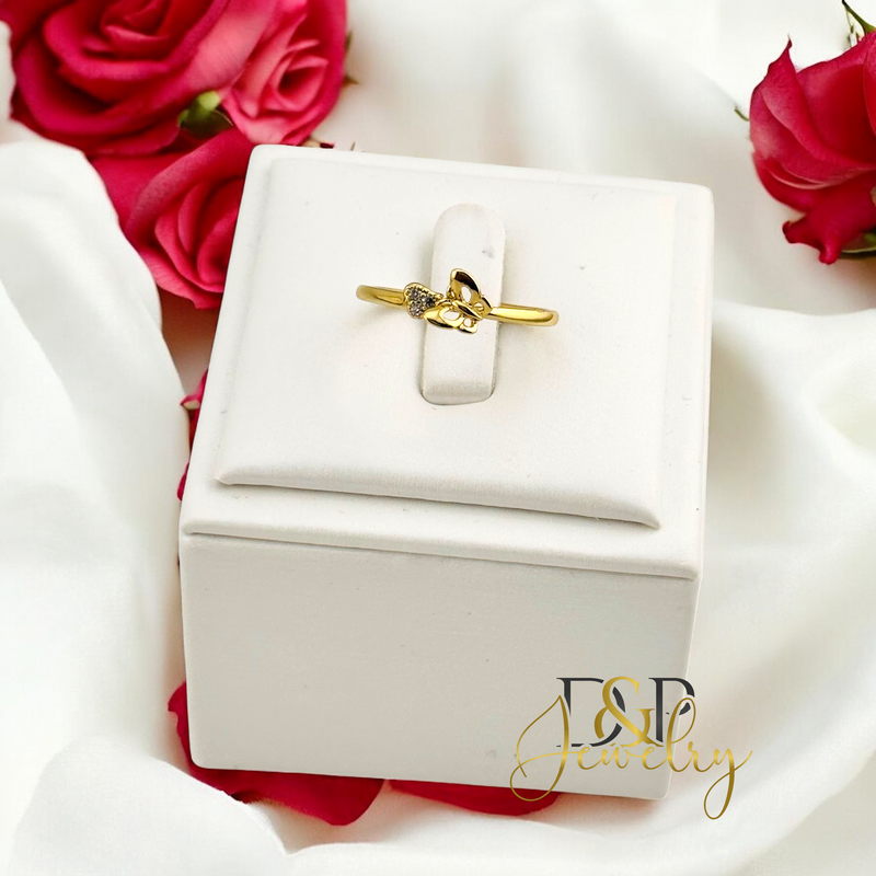 14K TINY BUTTERFLY STONE RING RG362