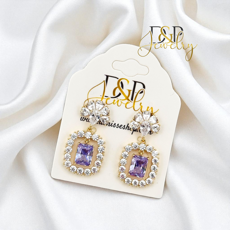 14K PURPLE LONG EARRING E984