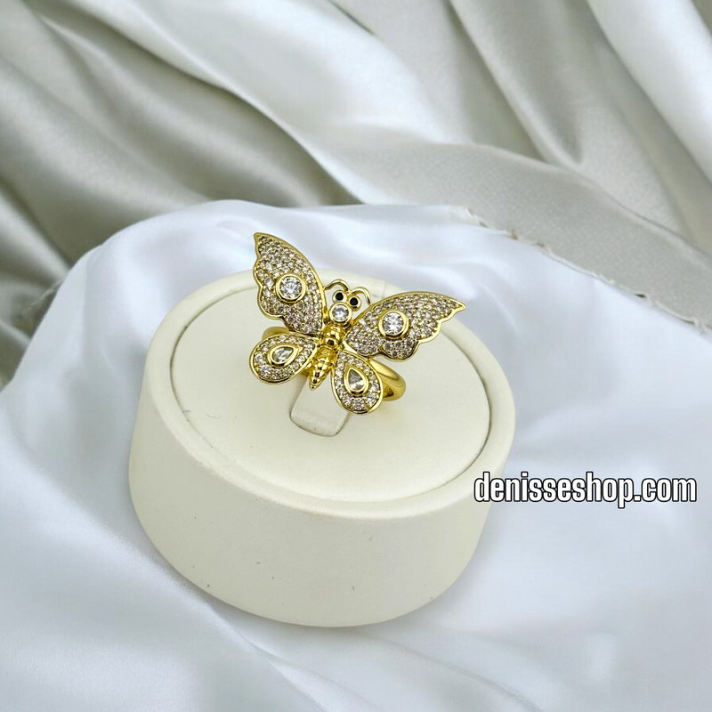 14K WOMEN WHITE BUTERFLY RING RG303