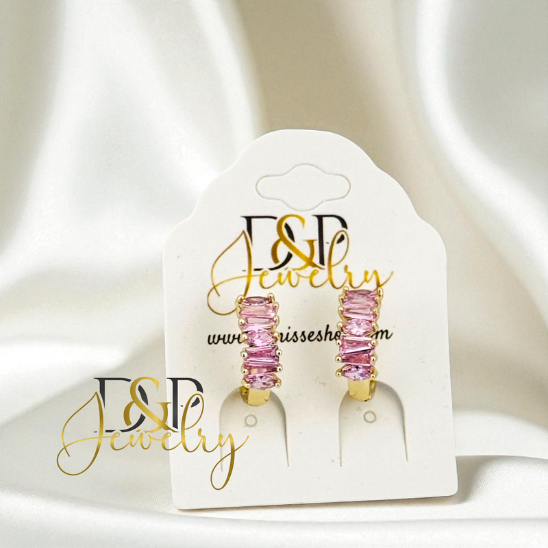 14K SMALL PINK HOOP HP723