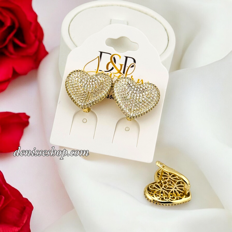 14K HEART EARRING E807