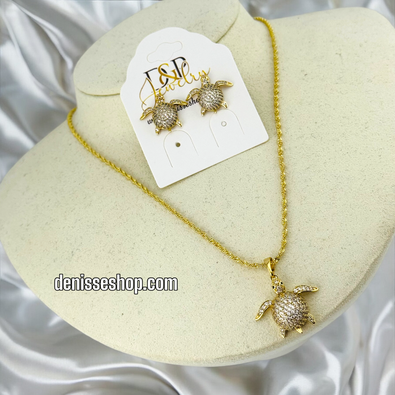 14K TURTLE SHAPE  WOMEN  NECKLACE 18” SET N88